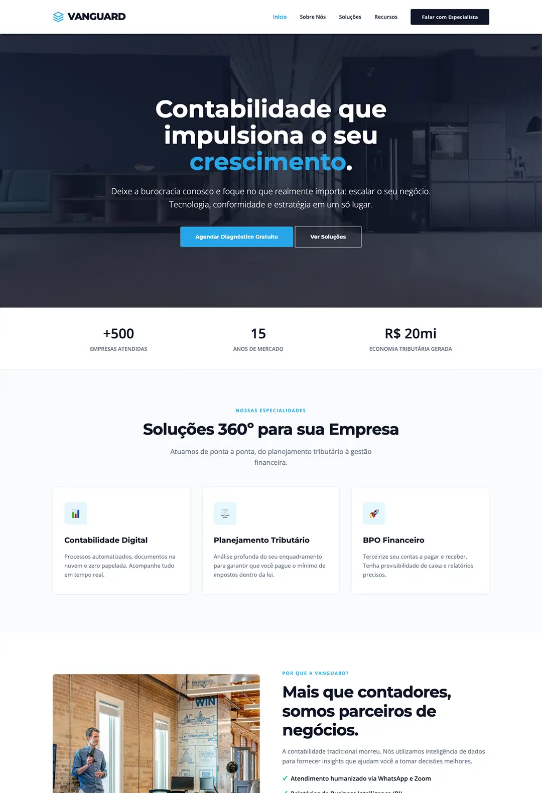 Demonstração do Layout do Modelo Vanguard focado em autoridade contábil