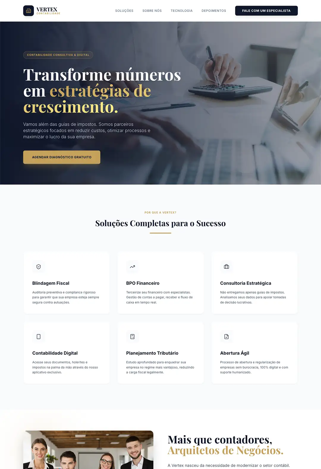 Demonstração do Layout do Modelo Vertex moderno e tecnológico